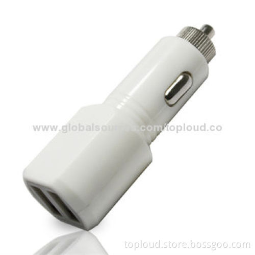 Car Charger, Dual USB, 12-24V DC, 5V/2.1A